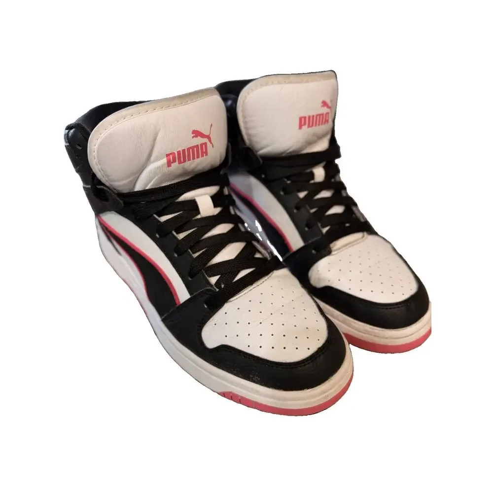 Puma Rebound Cyber Women's 9.5 High Top Sneakers Black White Pink Streetwear